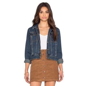 Free People Revolve Fitted Denim Jacket in Indigo Size Small